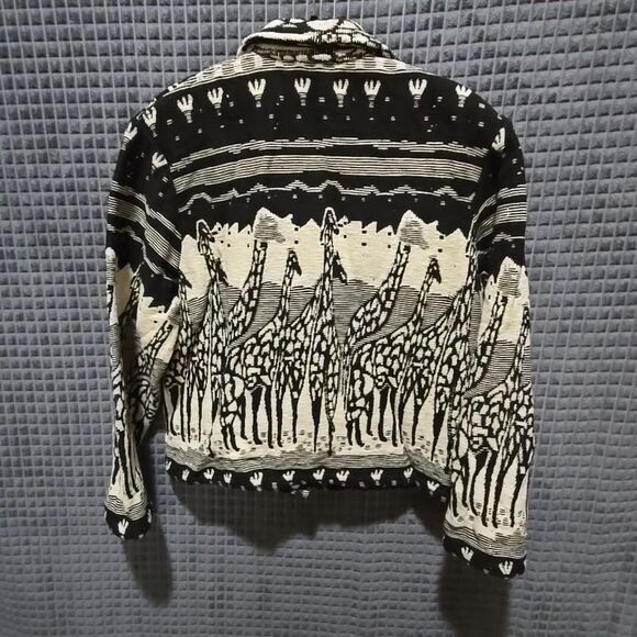 VTG Giraffe Tapestry Blazer Jacket FitsL NewIdentity Southwestern African Safari - Picture 11 of 14